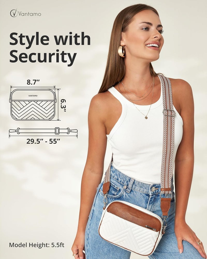 Vantamo Crossbody Bags For Women with Anti-Pickpocket Clip, Premium Purses for Women, Adjustable Strap Handbags & Gift Box - Image 2